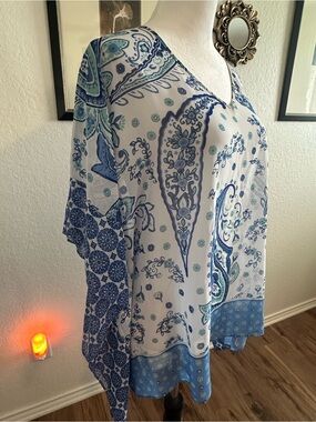 Susan Graver Paisley Sheer Chiffon Scarf Top (oversized)